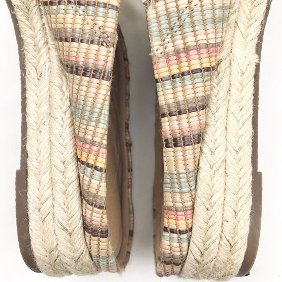 Crown Vintage LONARI Earth Tone Cream Stripe Closed Toe Espadrille Mule Shoes - Picture 9 of 13